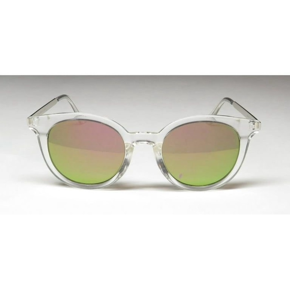 Oscar by Oscar de la Renta Sunglasses Clear Frame Pink Green Mirrored Lenses NEW